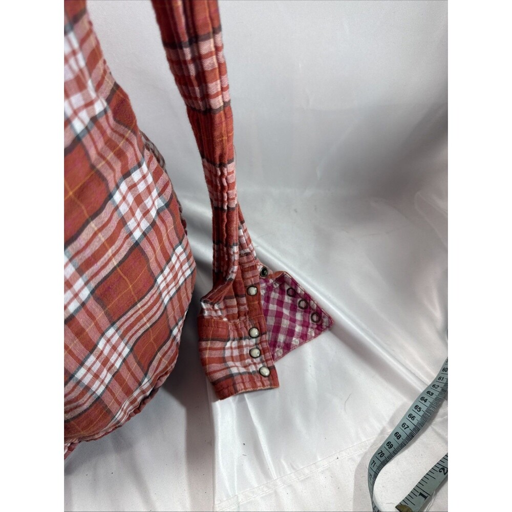 American Eagle Outfitters Women's Size 2 Plaid Shirt Pearlized Snaps - Picture 4 of 10